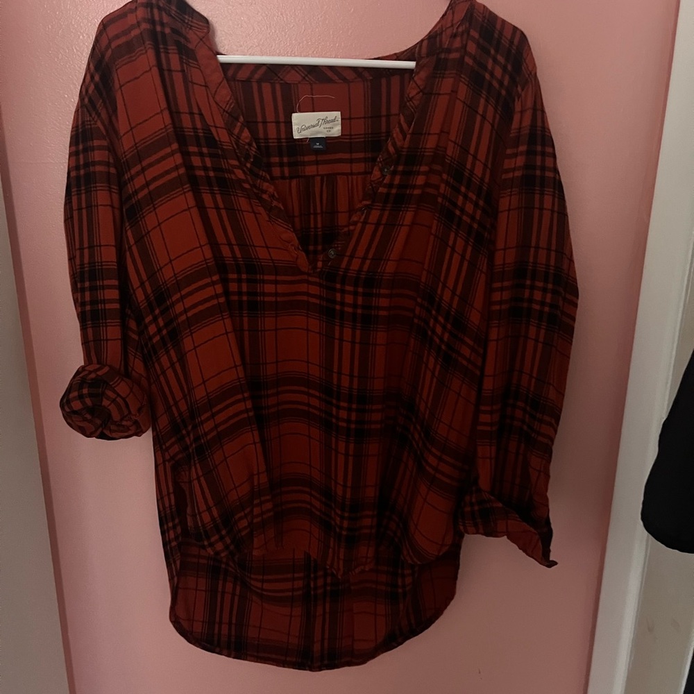 Universal Thread Red and Black Plaid Blouse